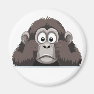 Gorilla Peeking Cute Adorable Funny Animal Cartoon Magnet