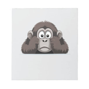 Gorilla Peeking Cute Adorable Funny Animal Cartoon Notepad