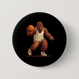 Gorilla Playing Basketball Fun Gorilla Basketball  6 Cm Round Badge