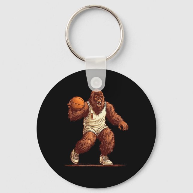 Gorilla Playing Basketball Fun Gorilla Basketball  Key Ring (Front)