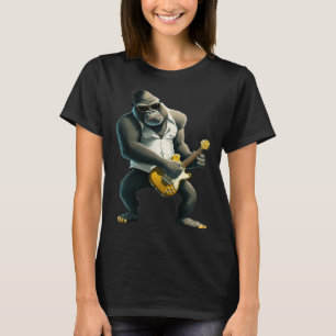 Gorilla Playing Electric Guitar  Animal Monkey  Gu T-Shirt