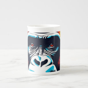 Gorilla Pop Art Cartoon Drawing Bone China Mug