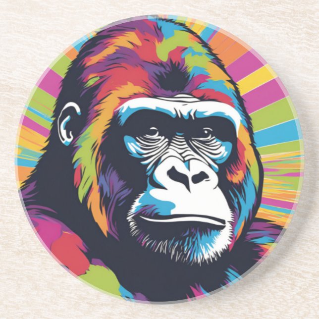 Gorilla Pop Art Cartoon Drawing Coaster (Front)