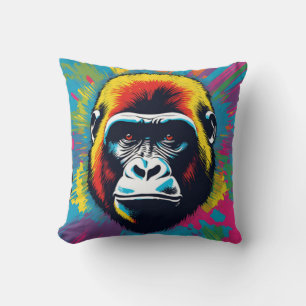 Gorilla Pop Art Cartoon Drawing Cushion