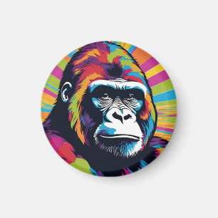 Gorilla Pop Art Cartoon Drawing Magnet
