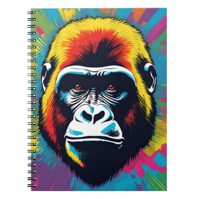 Gorilla Pop Art Cartoon Drawing Notebook (Front)