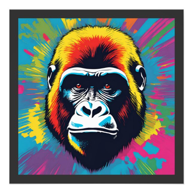 Gorilla Pop Art Cartoon Drawing Photo Print (Front)