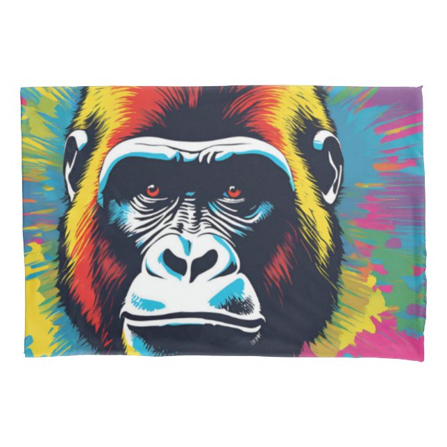 Gorilla Pop Art Cartoon Drawing Pillowcase (Front)