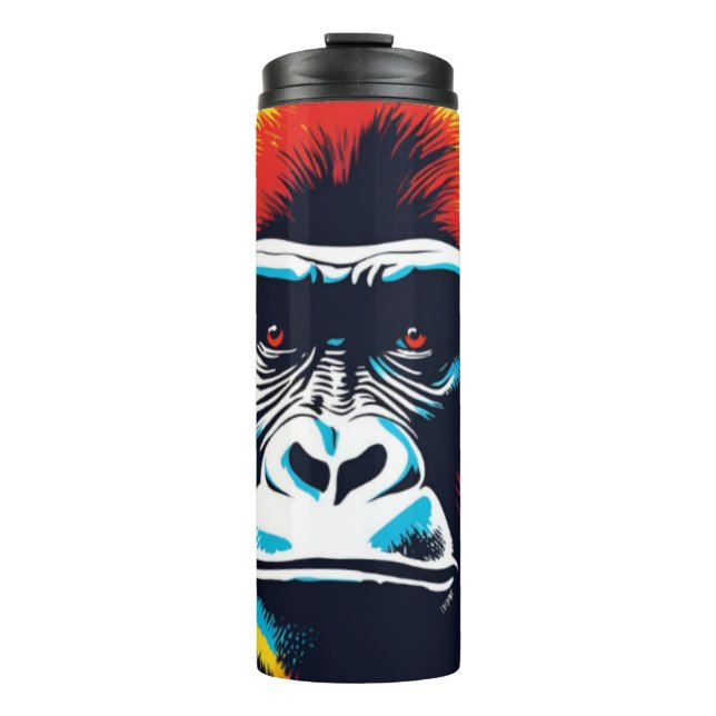 Gorilla Pop Art Cartoon Drawing Thermal Tumbler (Front)