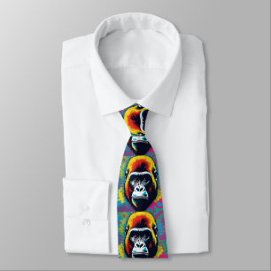 Gorilla Pop Art Cartoon Drawing Tie