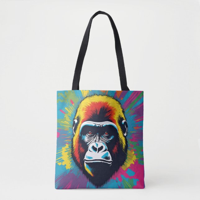 Gorilla Pop Art Cartoon Drawing Tote Bag (Front)