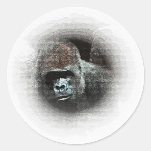 Gorilla Portrait Classic Round Sticker