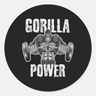 Gorilla Power Bodybuilding Weightlifting Workout ( Classic Round Sticker