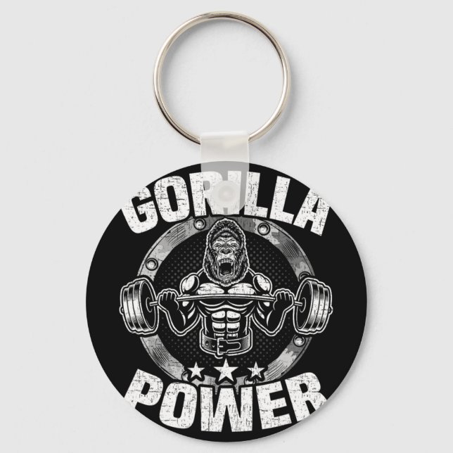 Gorilla Power Bodybuilding Weightlifting Workout  Key Ring (Front)