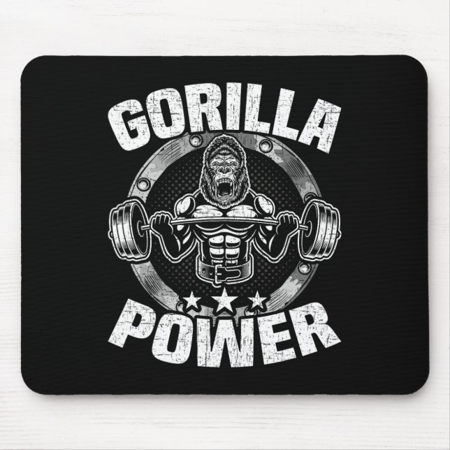 Gorilla Power Bodybuilding Weightlifting Workout  Mouse Pad (Front)