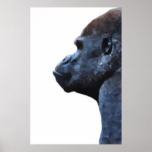 Gorilla print. Modern abstract animal. Polygon art Poster