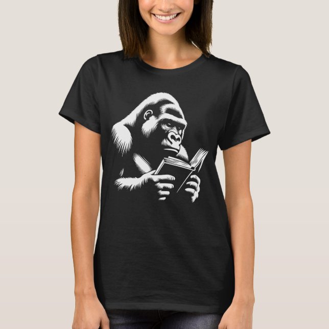 Gorilla reads a book T-Shirt (Front)