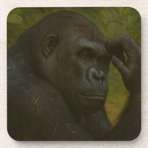 Gorilla Reflection – Thoughtful Wildlife Portrait Coaster