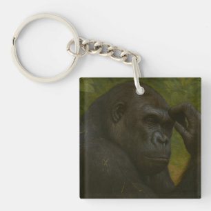 Gorilla Reflection – Thoughtful Wildlife Portrait Key Ring