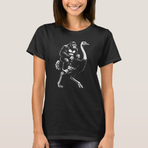 Gorilla Riding a Ostrich Illustration T-Shirt