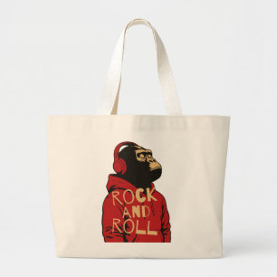 Gorilla Rock And Roll Hoodie Large Tote Bag