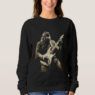 Gorilla Rocking Electric Guitar Animal Rock Star M Sweatshirt