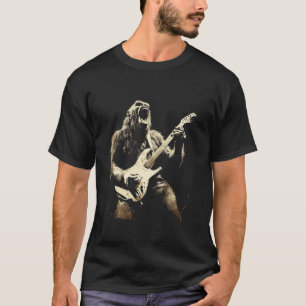 Gorilla Rocking Electric Guitar Animal Rock Star M T-Shirt