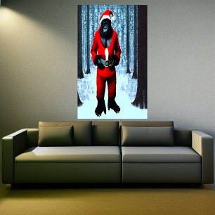 Gorilla Santa Claus    AI Art Poster