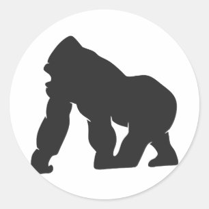 Gorilla silhouette classic round sticker
