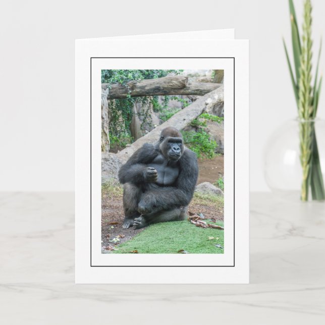 Gorilla sitting greeting card (Front)