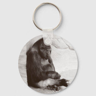 Gorilla Sleeping Photo Key Ring