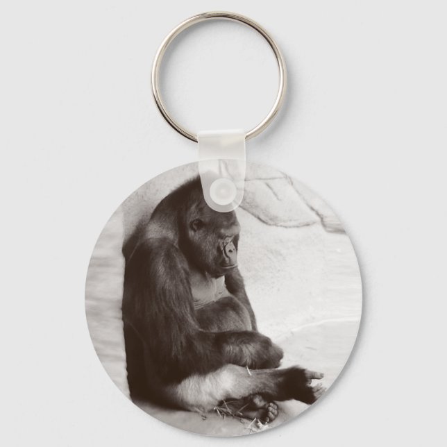 Gorilla Sleeping Photo Key Ring (Front)