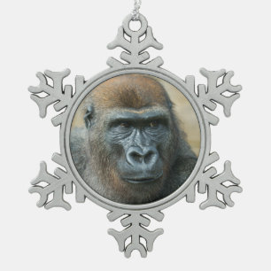 Gorilla  snowflake pewter christmas ornament