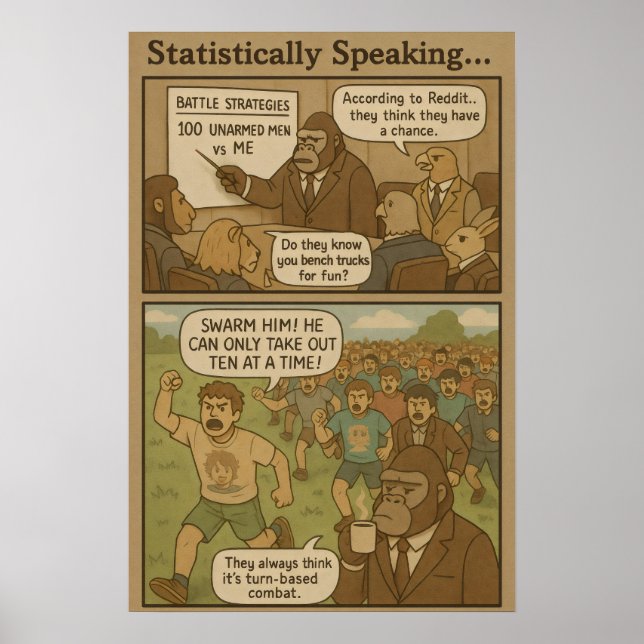 Gorilla Strategy Comic – 100 Unarmed Men vs Me Poster (Front)