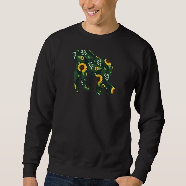Gorilla Sunflower Girl Floral Ape Animal Hawaiian  Sweatshirt (Front)