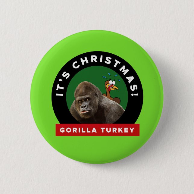 Gorilla Turkey Christmas Pun 6 Cm Round Badge (Front)