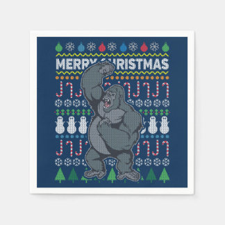 Gorilla Ugly Christmas Sweater Wildlife Series Napkin