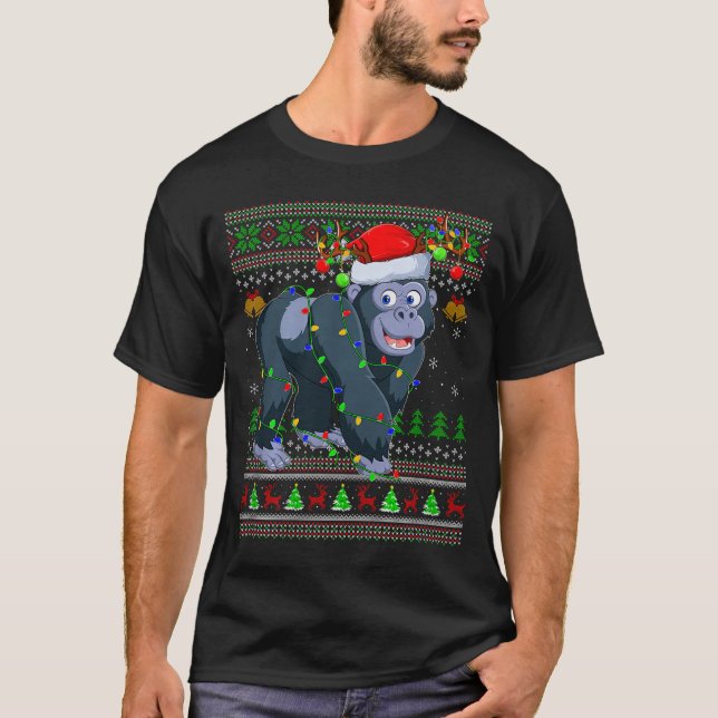 Gorilla Ugly Christmas Sweaters Holiday Santa Cute (Front)