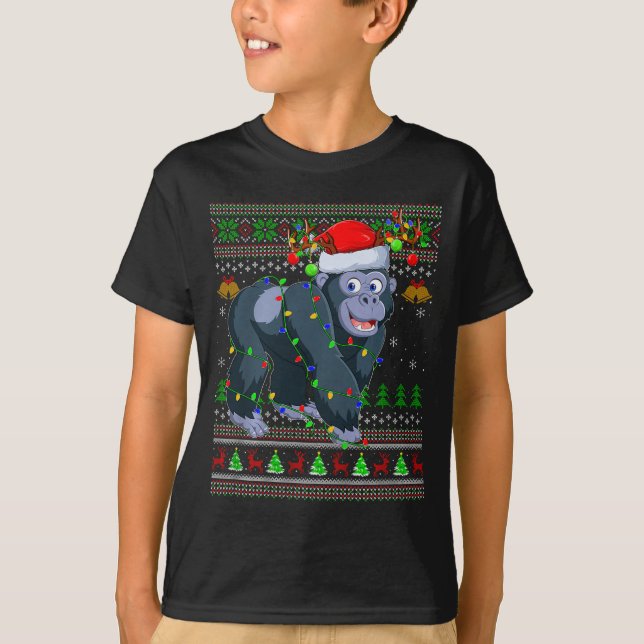 Gorilla Ugly Christmas Sweaters Holiday Santa Cute (Front)