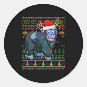 Gorilla Ugly Christmas Sweaters Holiday Santa Cute Classic Round Sticker