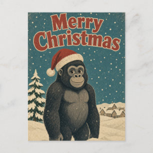 Gorilla Village Snow Animal Christmas Postcard