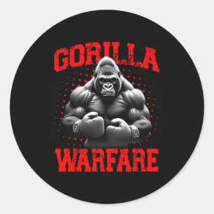 Gorilla Warfare Ape Boxing Muscular Gorilla Boxer Classic Round Sticker