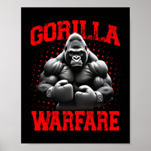 Gorilla Warfare Ape Boxing Muscular Gorilla Boxer  Poster