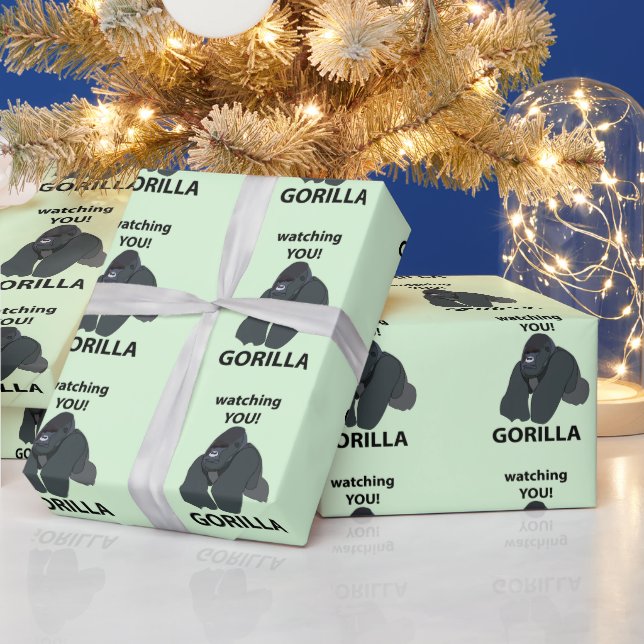 Gorilla Watching You Funny Gorilla Wrapping Paper (Holidays)