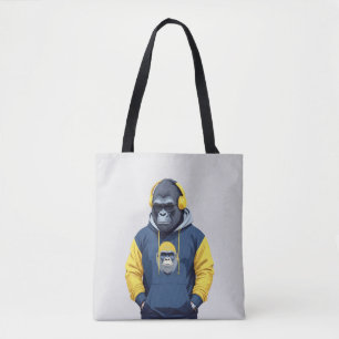 Gorilla Wearing Hoodie Funny Cool Animal Character Tote Bag