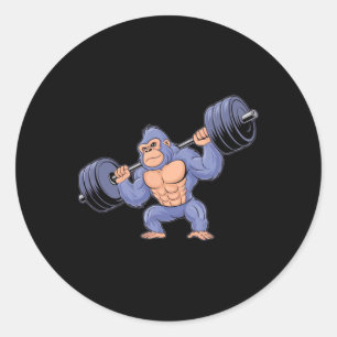 Gorilla Weightlifting Fitness Gym Training Bodybui Classic Round Sticker