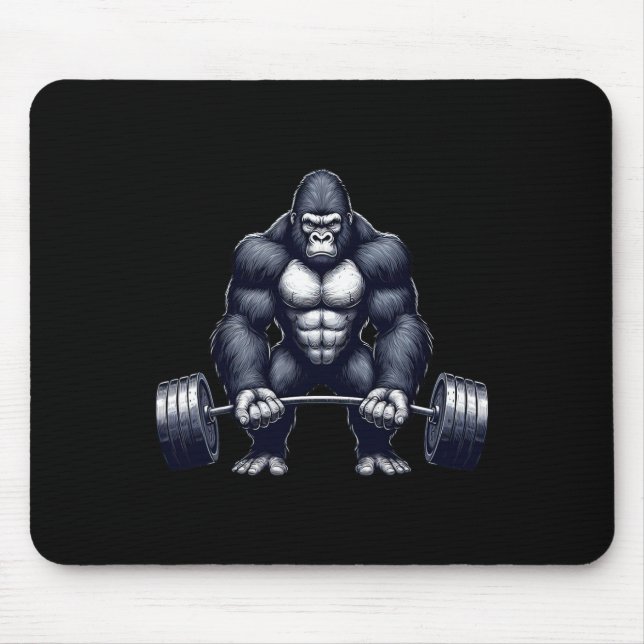 Gorilla Weightlifting Fitness Gym Training Bodybui Mouse Pad (Front)