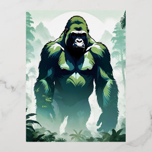 Gorilla Wildlife Animal Nature Environment Jungle Foil Holiday Postcard