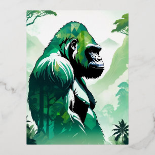 Gorilla Wildlife Animal Nature Environment Jungle Foil Holiday Postcard