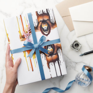 Gorilla Wildlife & Nature Water Colour Set Wrapping Paper